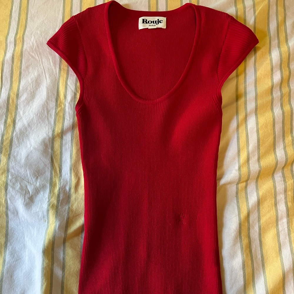 ROUGE Red Rib Knit Top Sz 38